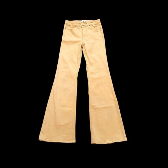 Just Black Denim - JBD Women's Dark Khaki Twill Flare Pants Size 28 GUC Stretch High Rise